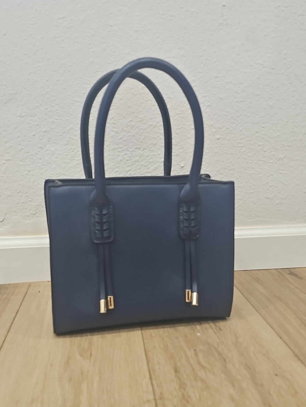 Structured Navy Satchel Handbag - Unbranded